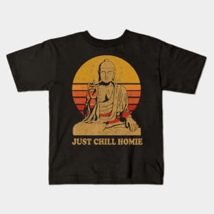 Buddha Just Chill Homie Vintage Sunset Kids T-Shirt